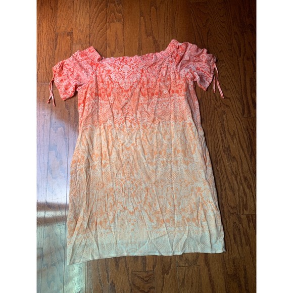 Cato Orange Floral Short Sleeve Shift Dress Size M - Picture 1 of 3